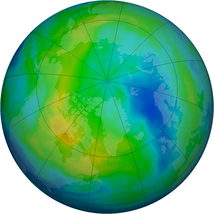 Arctic ozone map for 18 November 1993